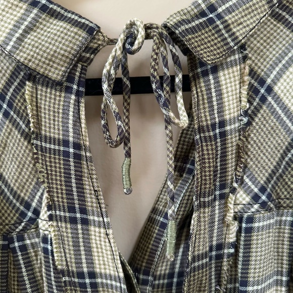 Free People Tunic Wild Side Plaid Tie Back Slouchy Oversized- Size Small - Picture 7 of 7
